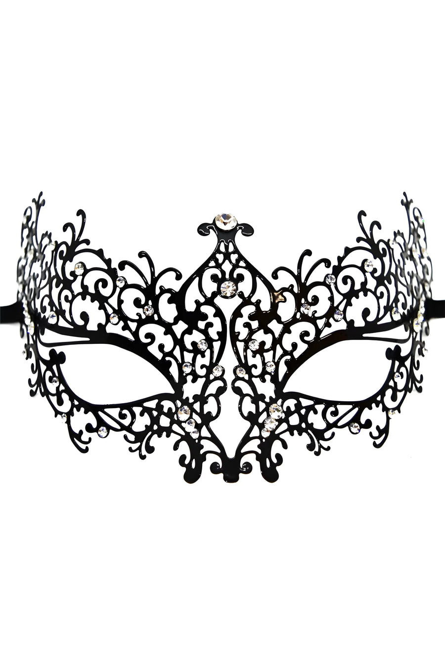 masque-vnitien-chiara-rigide-noir-avec-strass | Voyage Sensuel