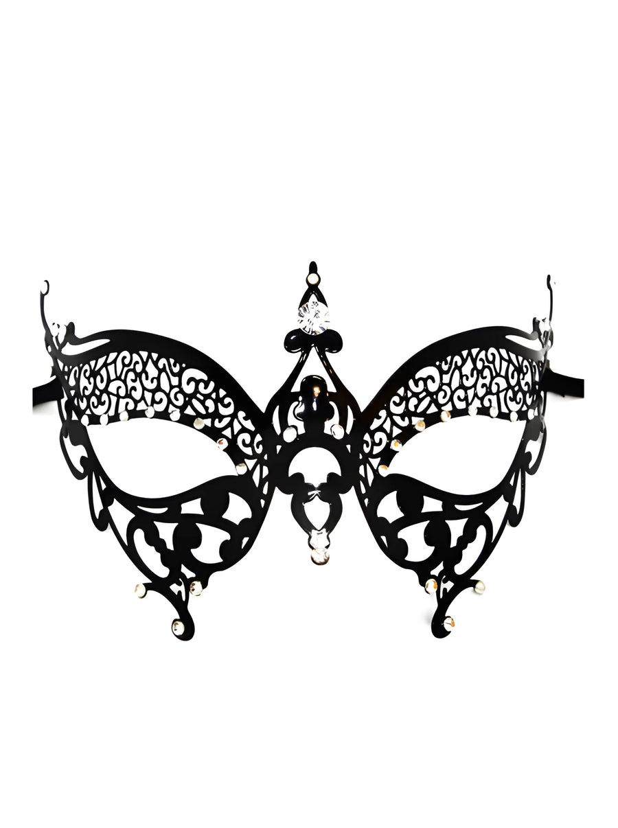 masque-vnitien-alida-rigide-noir-avec-strass | Voyage Sensuel
