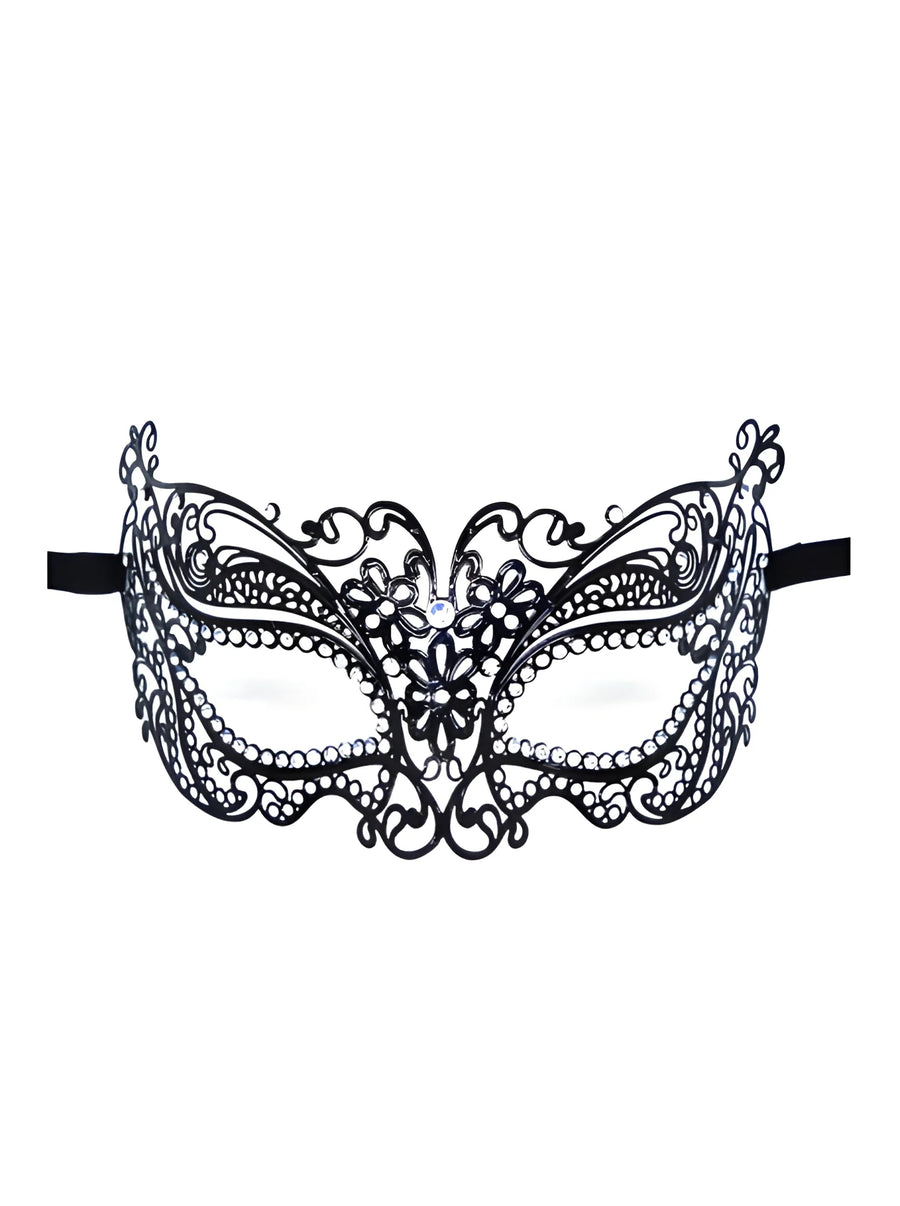 masque-vnitien-alba-rigide-noir-avec-strass | Voyage Sensuel