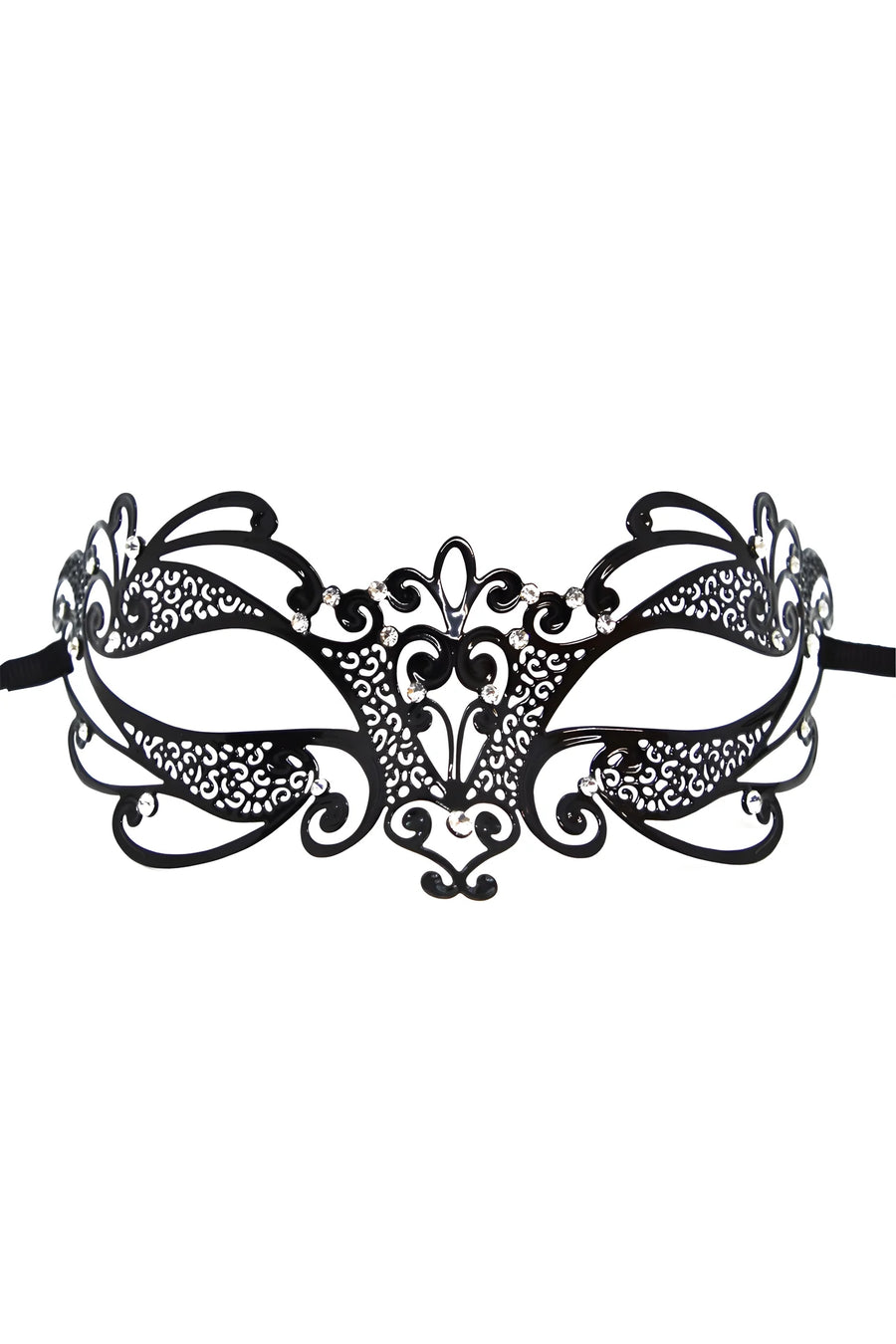 masque-vnitien-gaia-rigide-noir-avec-strass | Voyage Sensuel