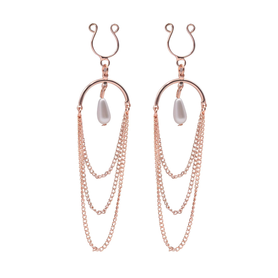 bijoux-de-seins-avec-3-chainettes-dor-rose-et-une-perle | Voyage Sensuel