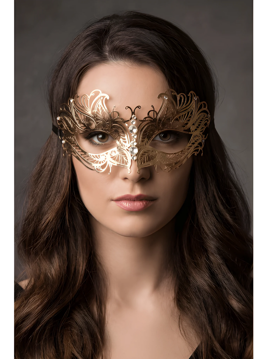 masque-vnitien-lucia-rigide-dor-avec-strass | Voyage Sensuel