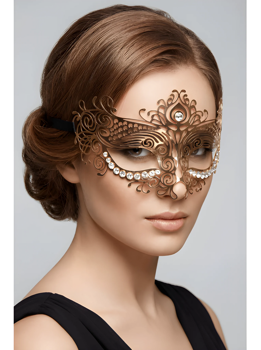 masque-vnitien-ornella-rigide-dor-avec-strass | Voyage Sensuel