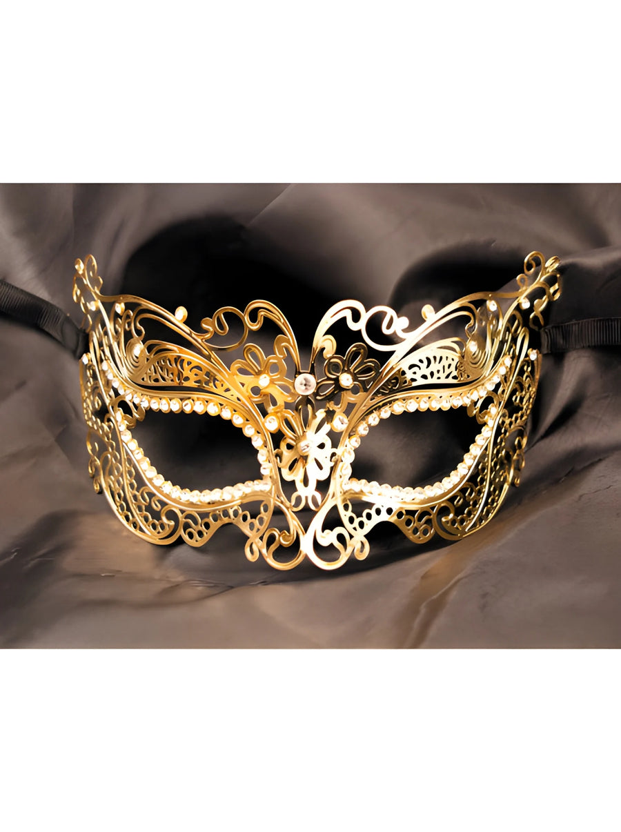 masque-vnitien-alba-rigide-dor-avec-strass | Voyage Sensuel