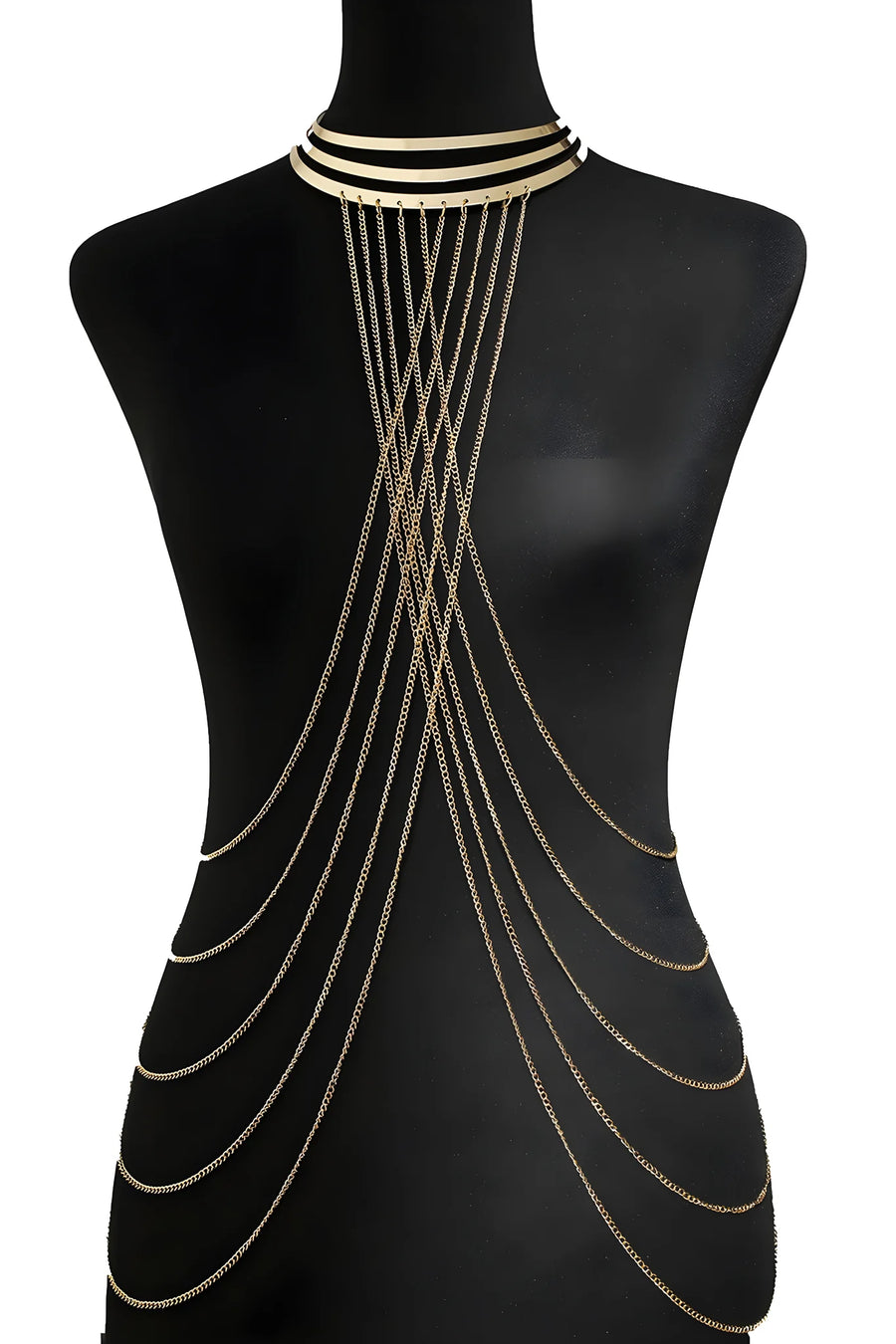 bijou-tour-de-cou-trois-anneaux-avec-chaines-de-corps-dor | Voyage Sensuel