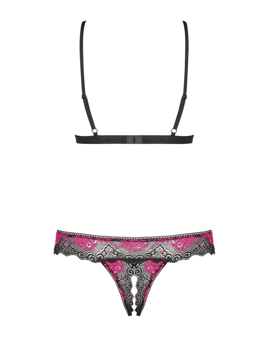 tulia-ensemble-ouvert-2-pcs-noir-et-fuchsia | Voyage Sensuel