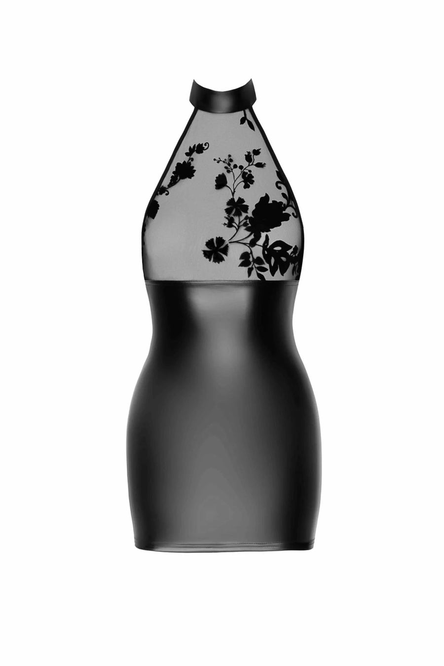 f311-eros-mini-robe-dos-nu-en-maille-floquee-et-wetlook | Voyage Sensuel