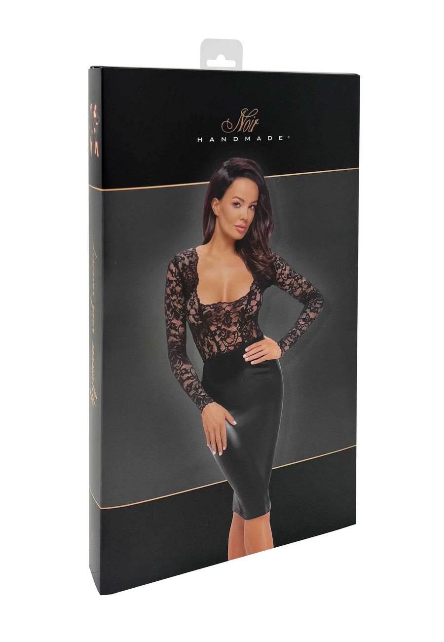 f295-euphoria-robe-midi-en-dentelle-et-wetlook | Voyage Sensuel