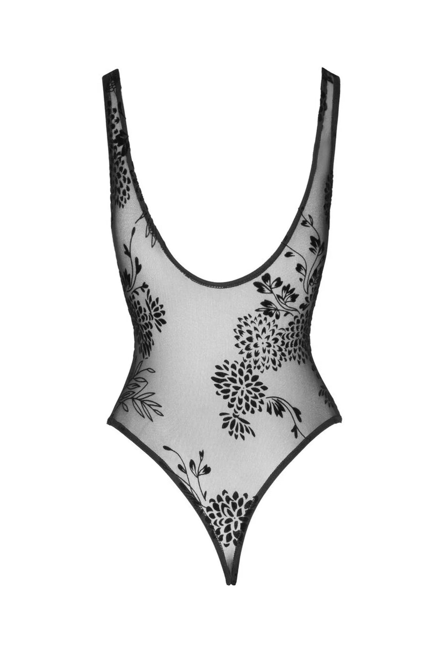 f242-tulle-body-avec-broderie-flock-a-motifs | Voyage Sensuel