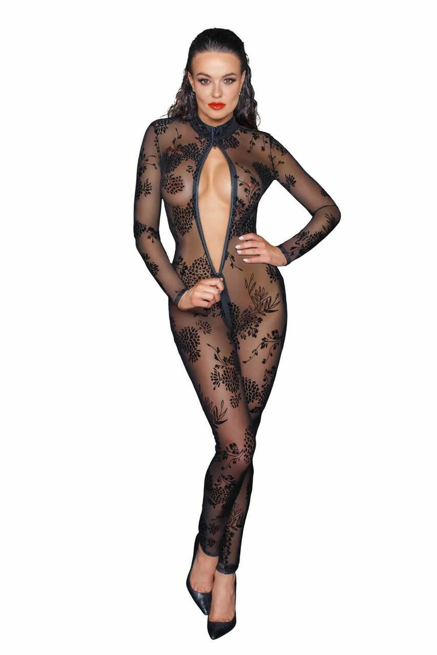 f237-combinaison-longue-en-tulle-avec-fermeture-eclair-a-3-voies | Voyage Sensuel