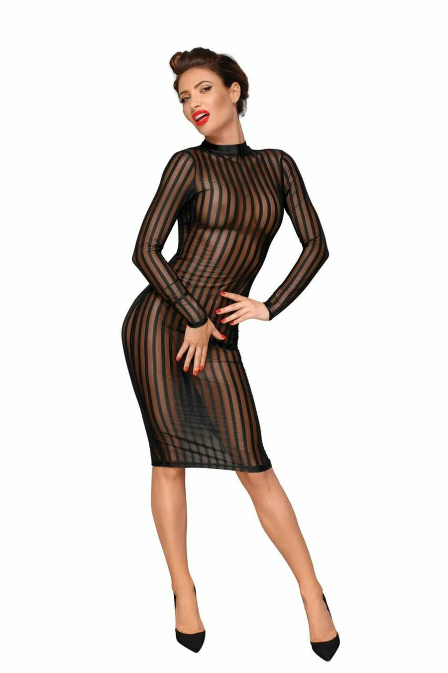 f182-robe-classique-en-tulle-elastique | Voyage Sensuel