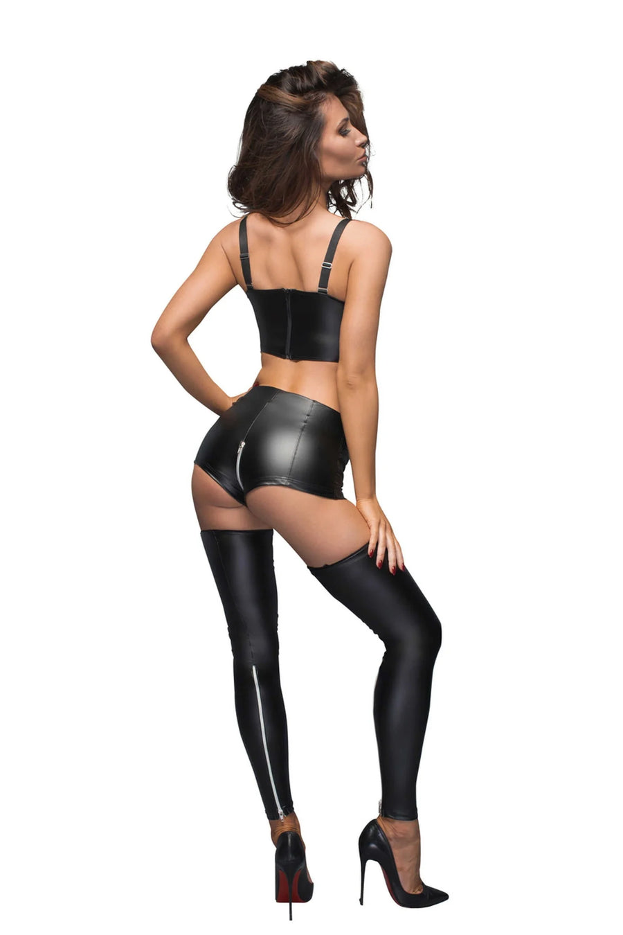 f164-short-taille-haute-avec-fermeture-eclair | Voyage Sensuel