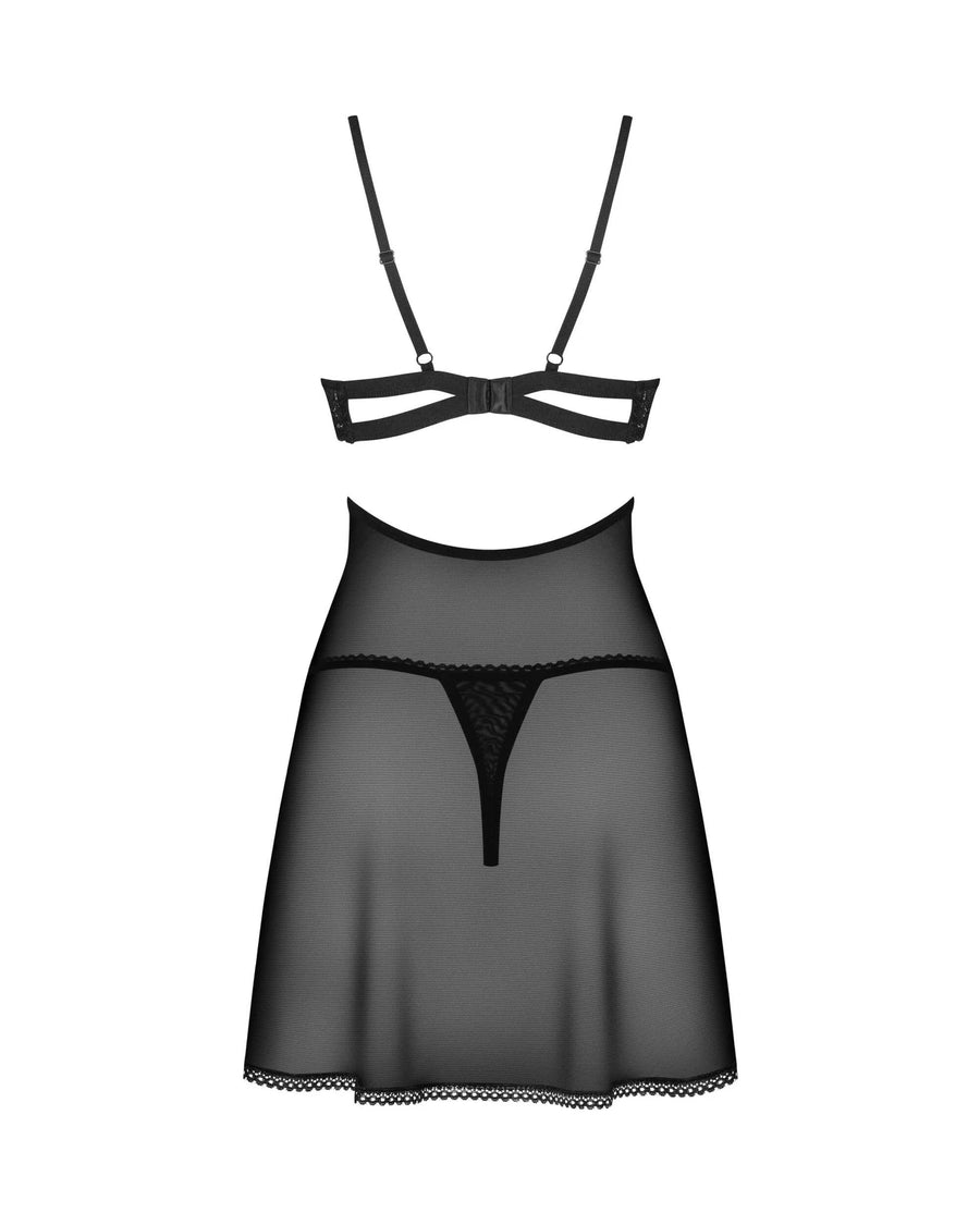 nutris-babydoll-et-string-noire | Voyage Sensuel