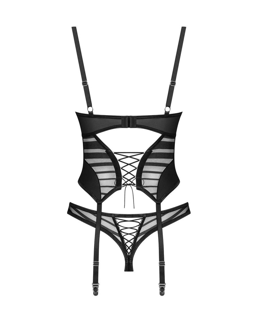 lune-bellis-corset-et-string-noirs | Voyage Sensuel