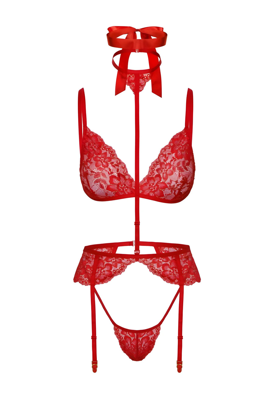bondage-243-ensemble-lingerie-5-pieces-rouge | Voyage Sensuel