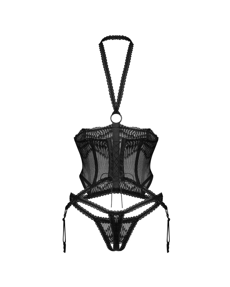alliane-corset-et-string-noirs | Voyage Sensuel
