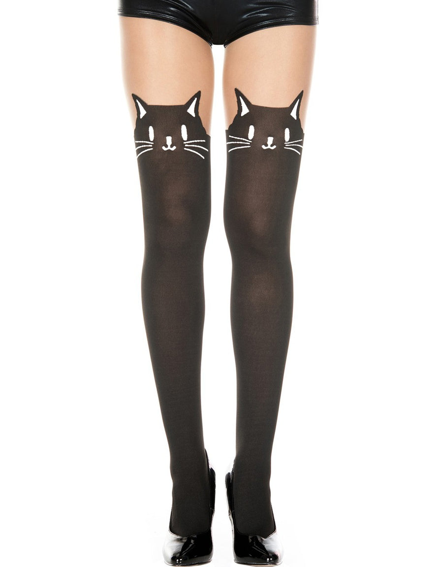 Collant semi opaque avec tête de chat fantaisie – Music Legs | Voyage Sensuel
