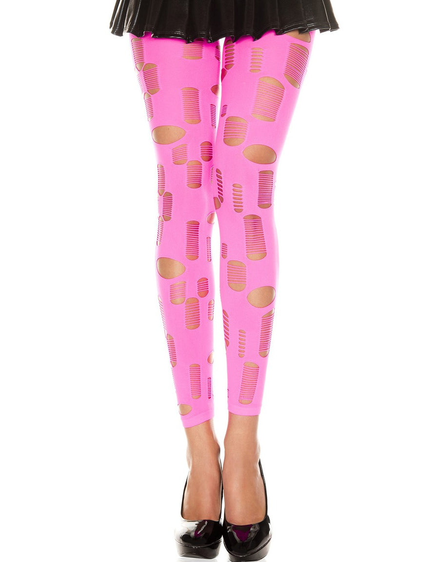 Legging rose fluo ajouré petits et grands trous – Music Legs | Voyage Sensuel