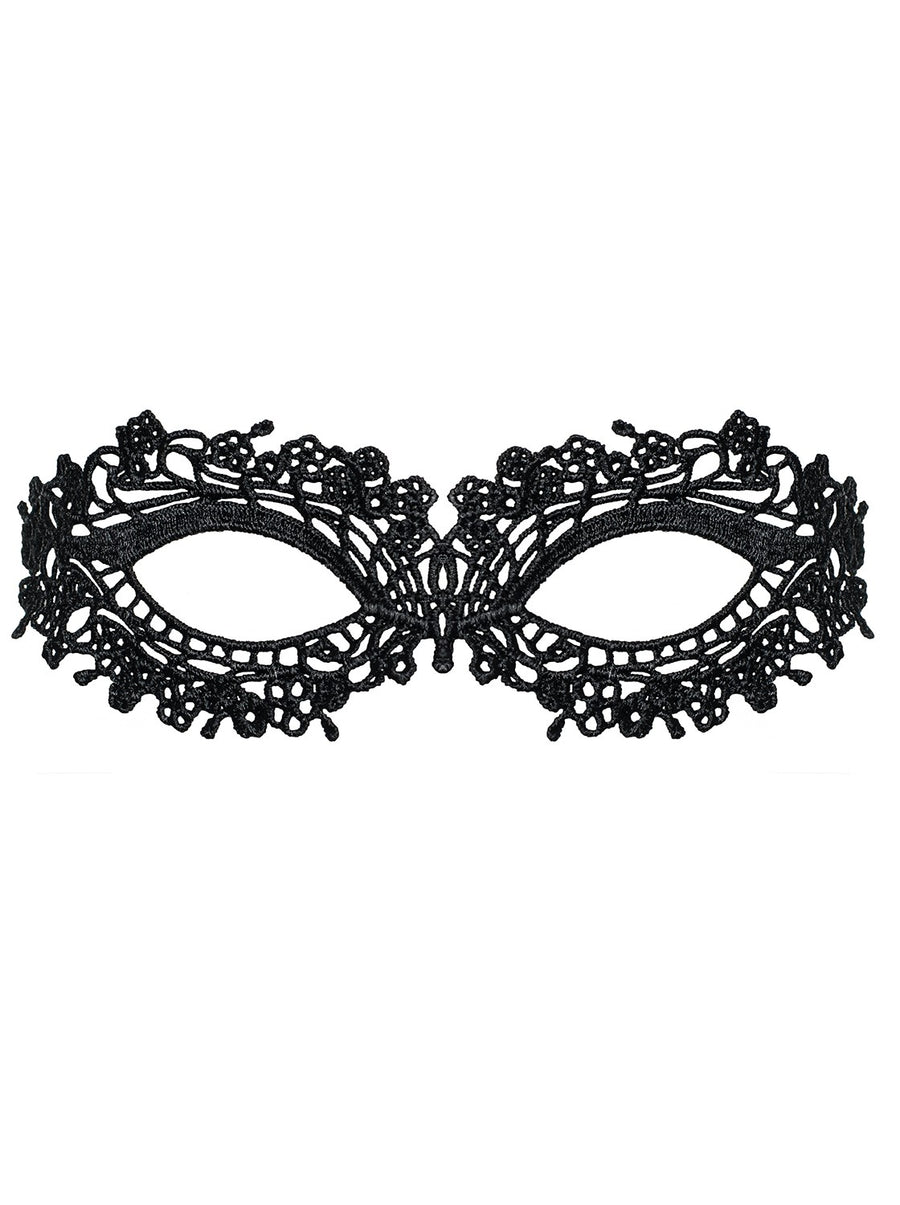 Masque à motifs et nœud au dos – Noir – Obsessive – vue 3 | Voyage Sensuel