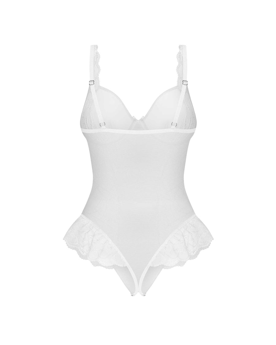 Body ouvert transparent en dentelle – Blanc – Weddya – Obsessive – vue 8 | Voyage Sensuel