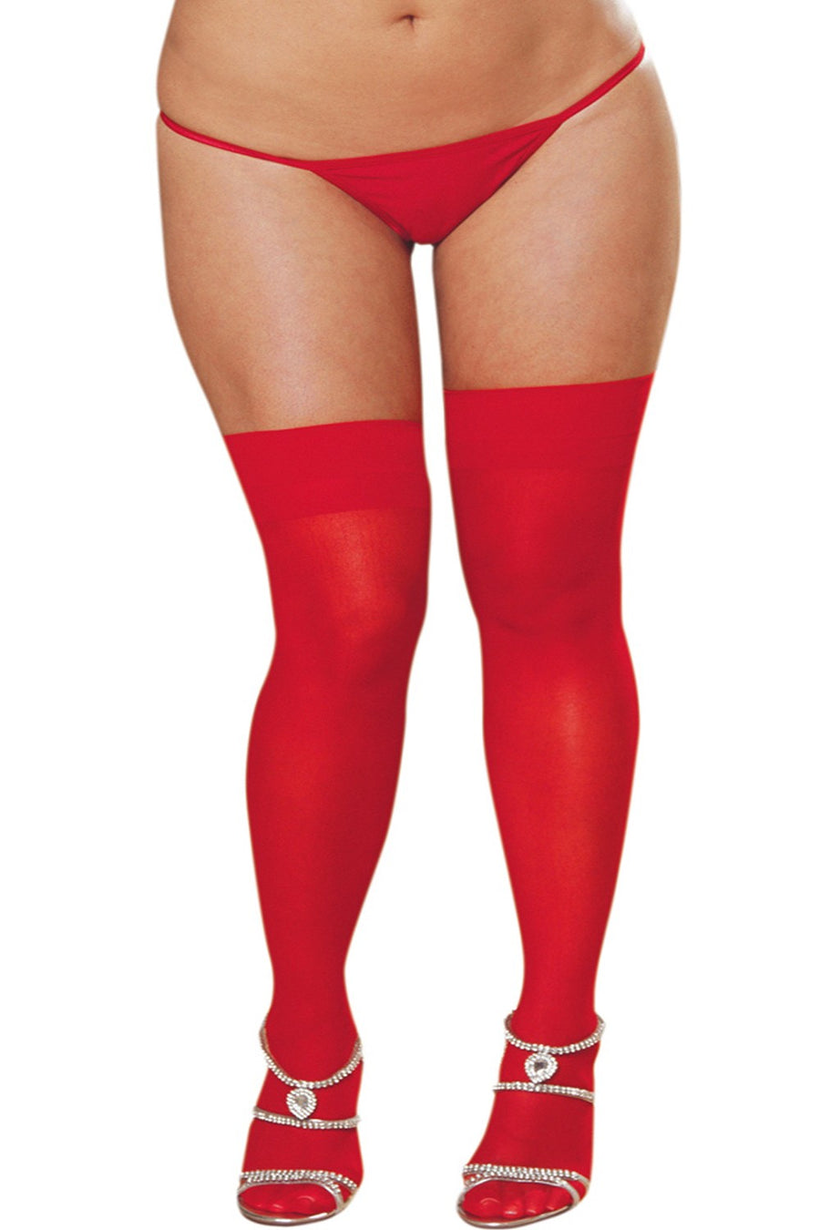 Bas nylon rouges coutures grande taille pour jarretelles – Dreamgirl | Voyage Sensuel