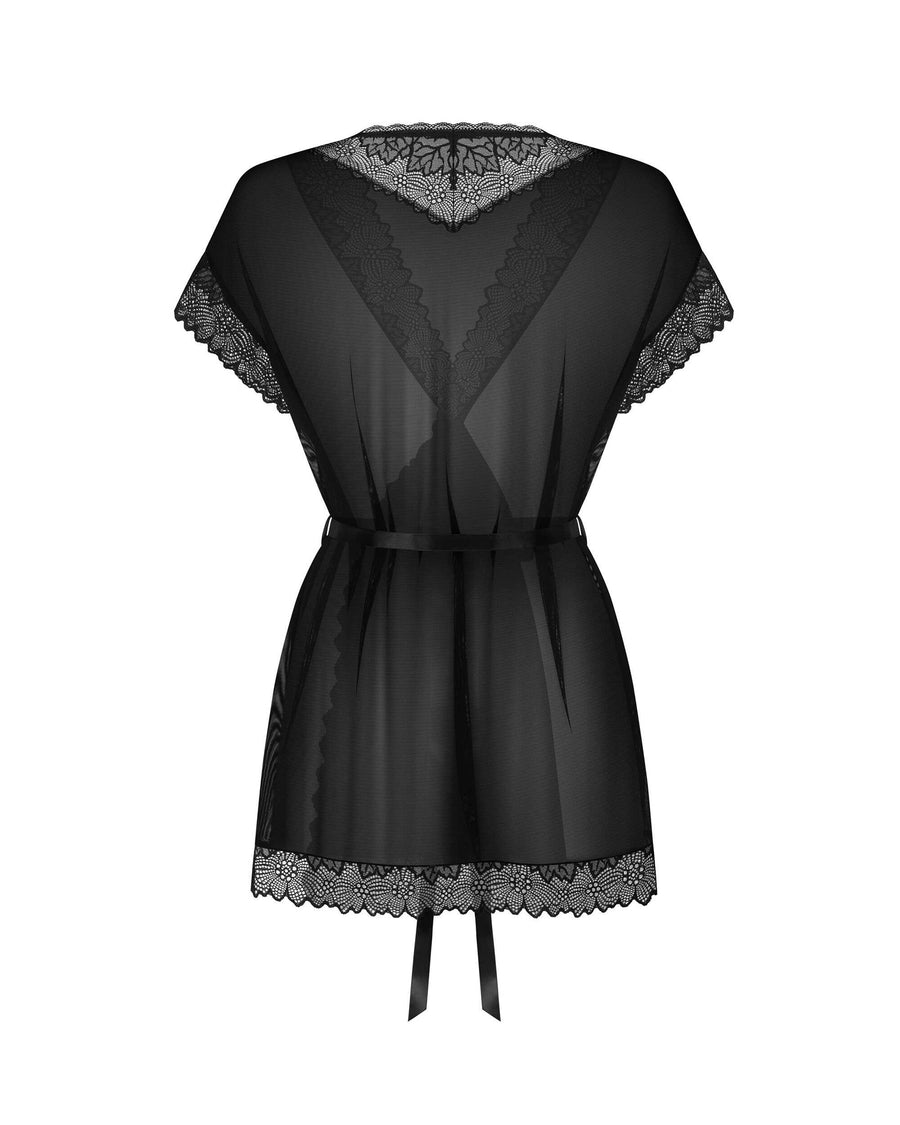 Peignoir transparent à dentelle – Noir – Deina More – Obsessive – vue 9 | Voyage Sensuel