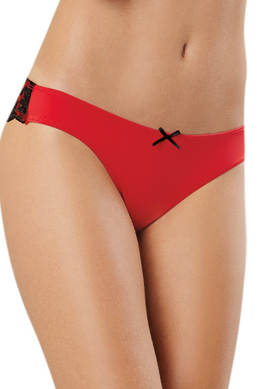 Tanga uni rouge et dentelle noire – Dreamgirl | Voyage Sensuel