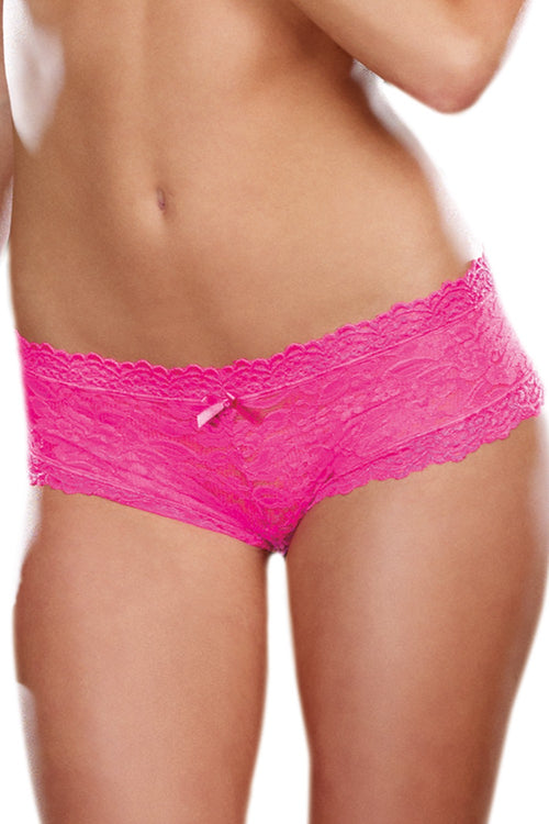 Shorty sexy taille basse rose en dentelle – Dreamgirl