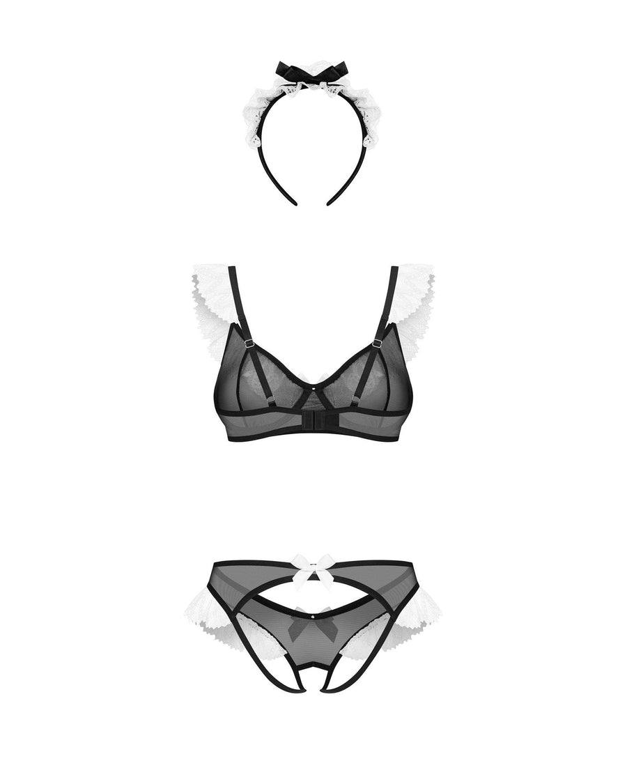 Costume soubrette 3 pièces en tulle et dentelle – Naughty Maid – Obsessive – vue 7 | Voyage Sensuel