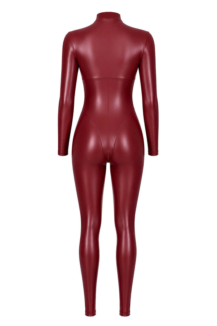 Combinaison Powerwetlook bordeaux zip trois voies F395 Dark Romance – vue 7 | Voyage Sensuel
