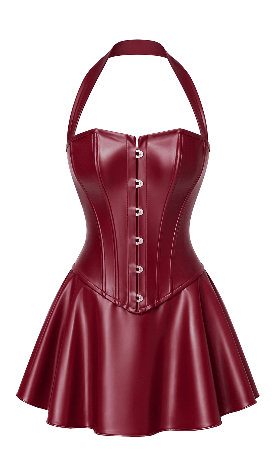 Mini robe corset bordeaux F397 Dark Romance – vue 6 | Voyage Sensuel