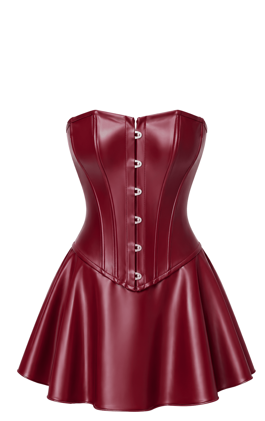 Mini robe corset bordeaux F397 Dark Romance – vue 7 | Voyage Sensuel