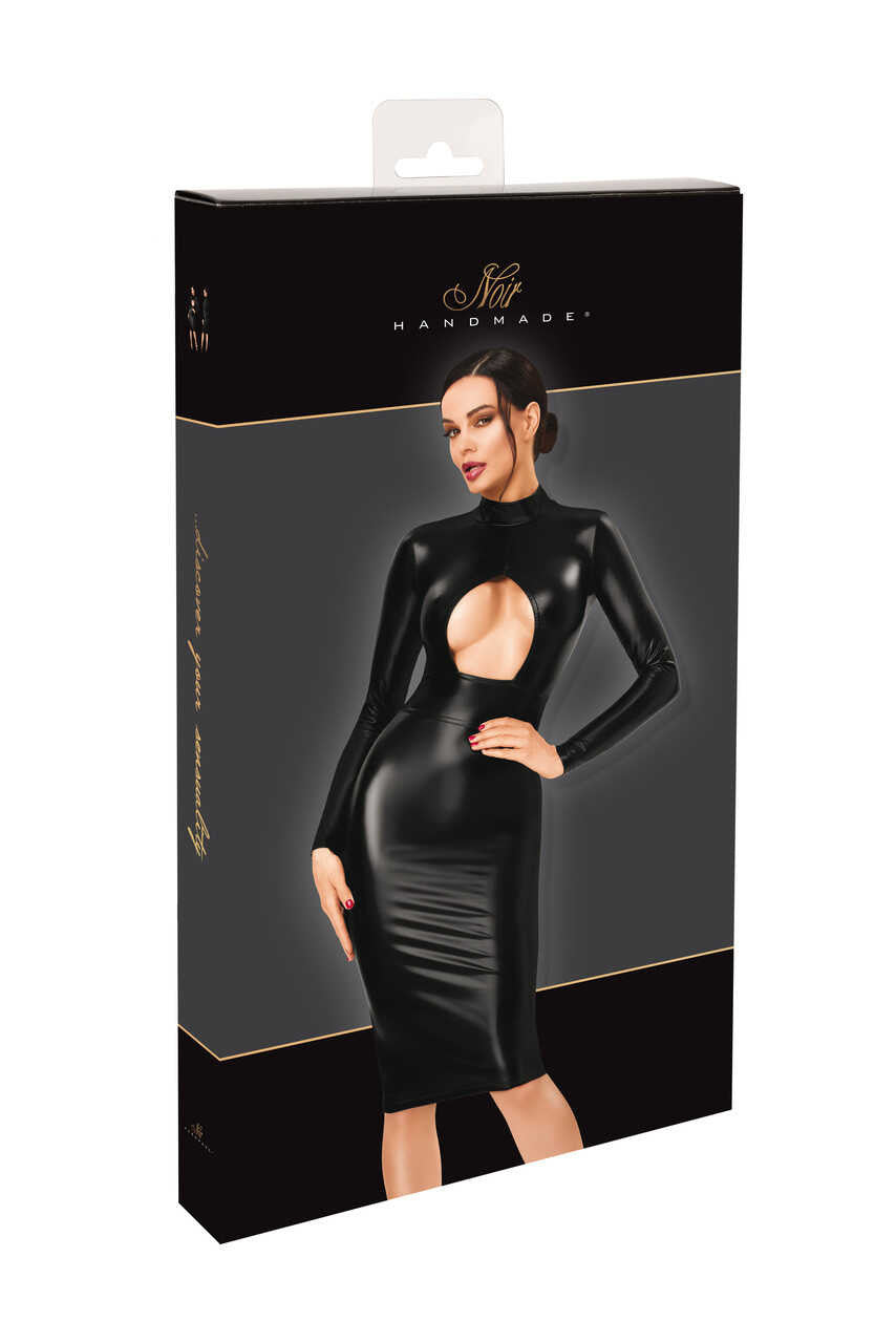 Robe midi noire poitrine ouverte F401 Dark Affair – vue 8 | Voyage Sensuel
