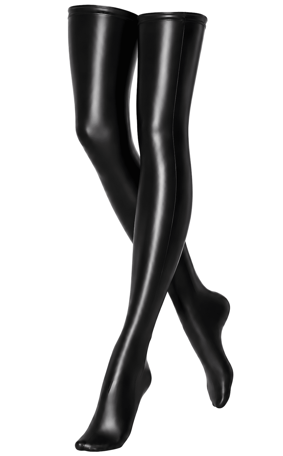 Bas cuissardes noirs Powerwetlook F403 After Midnight – vue 2 | Voyage Sensuel