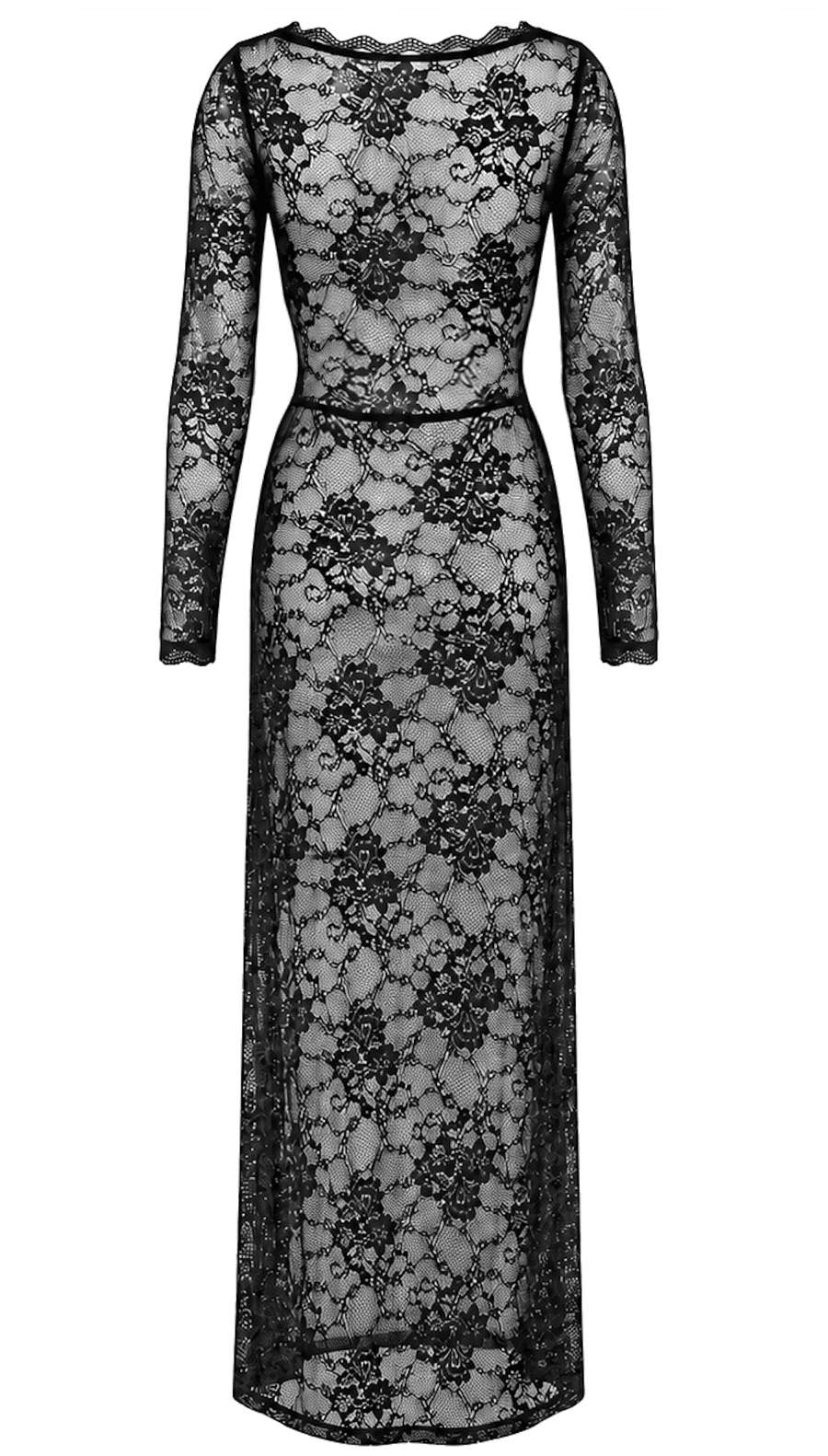 Robe longue dentelle noire fendue F405 One More Kiss – vue 7 | Voyage Sensuel