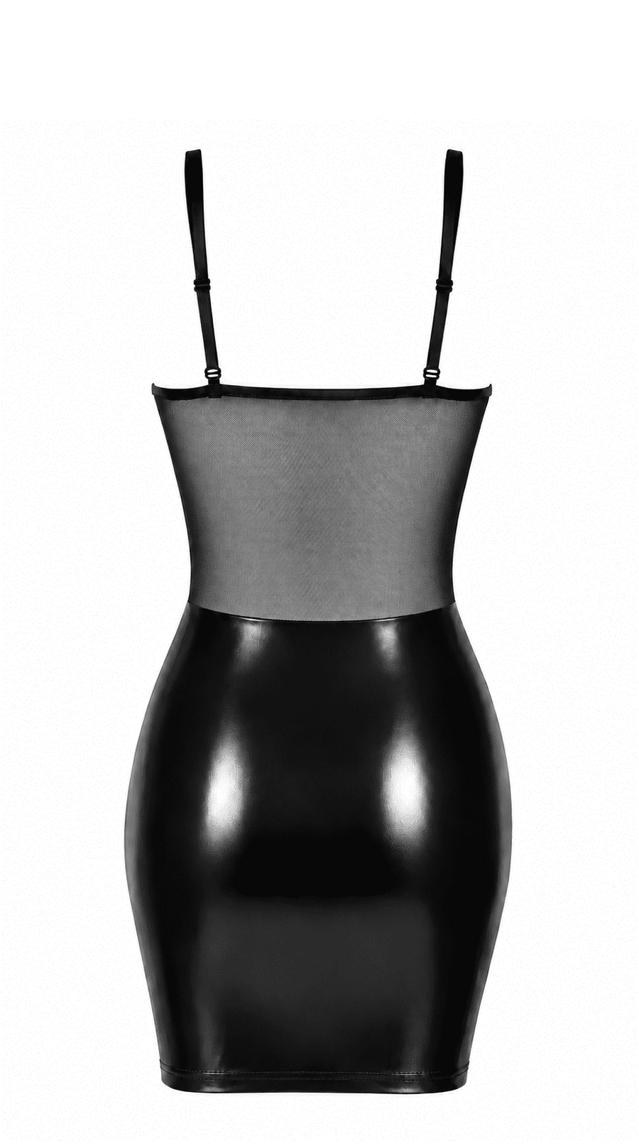 Robe courte tulle et wetlook lacée F409 Do Not Disturb – vue 7 | Voyage Sensuel