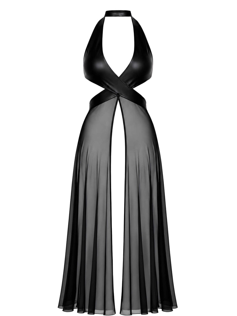 Robe longue dos nu tulle et wetlook F412 Do Not Disturb – vue 7 | Voyage Sensuel