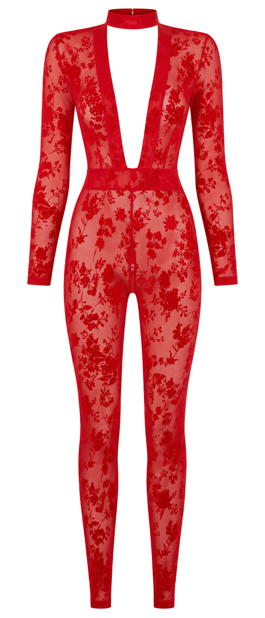 Catsuit rouge à décolleté plongeant Lovebite – Noir Handmade – vue 5 | Voyage Sensuel