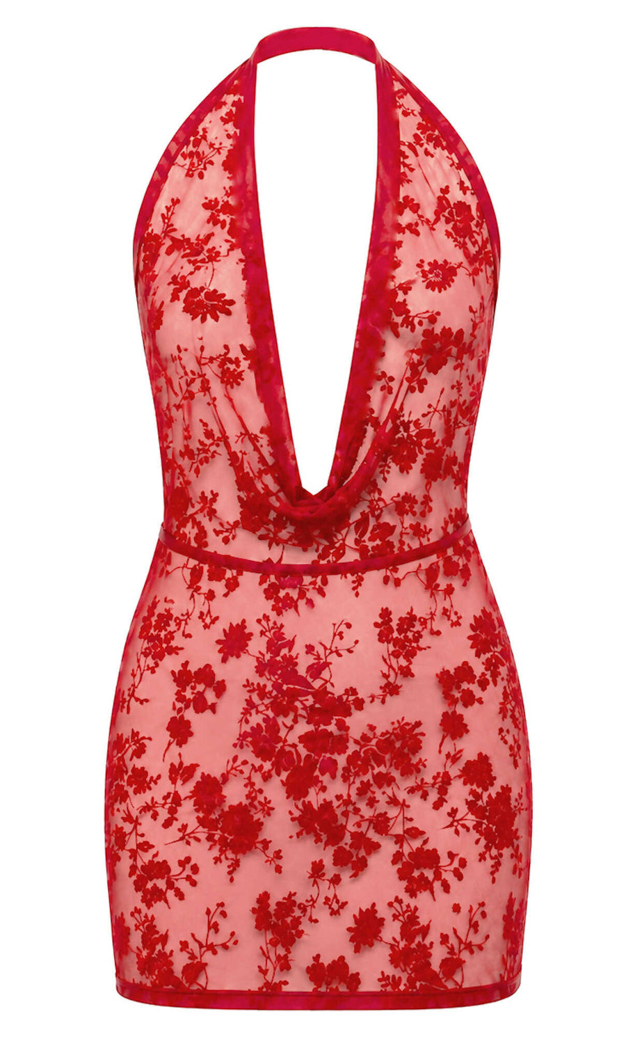 Mini-robe rouge à col cascade Plaything – Noir Handmade – vue 4 | Voyage Sensuel