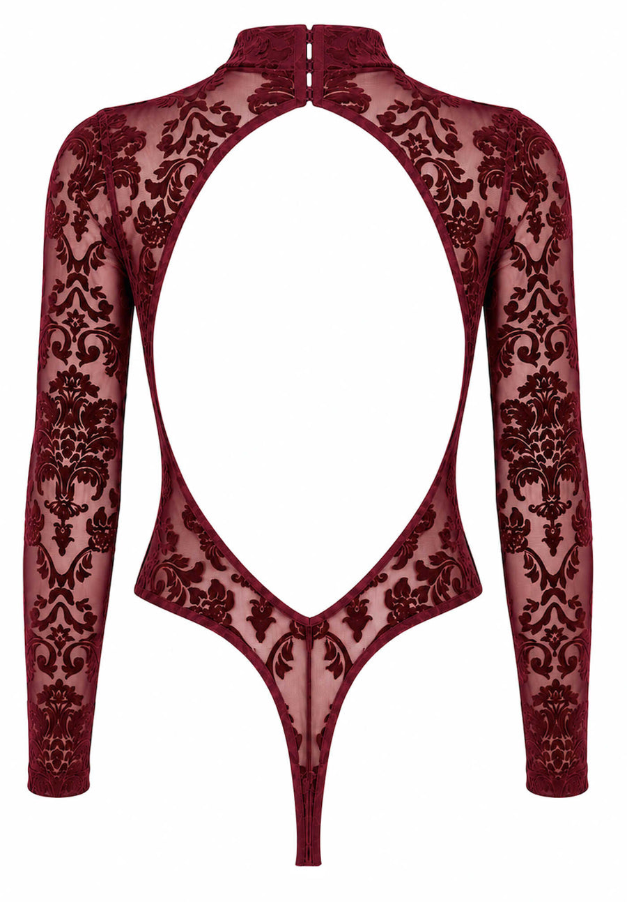 Body bordeaux à dos nu Masquerade – Noir Handmade – vue 8 | Voyage Sensuel