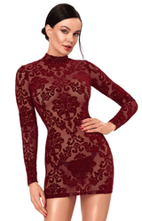 Mini-robe bordeaux à dos nu Masquerade – Noir Handmade – vue 1