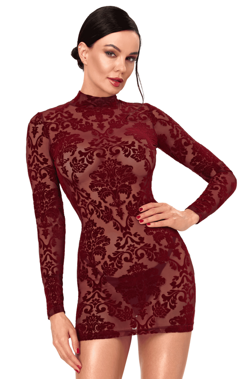 Mini-robe bordeaux à dos nu Masquerade – Noir Handmade – vue 1