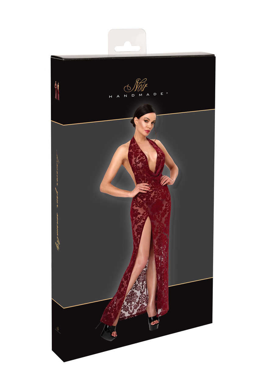 Robe longue bordeaux à dos nu Masquerade – Noir Handmade – vue 7 | Voyage Sensuel