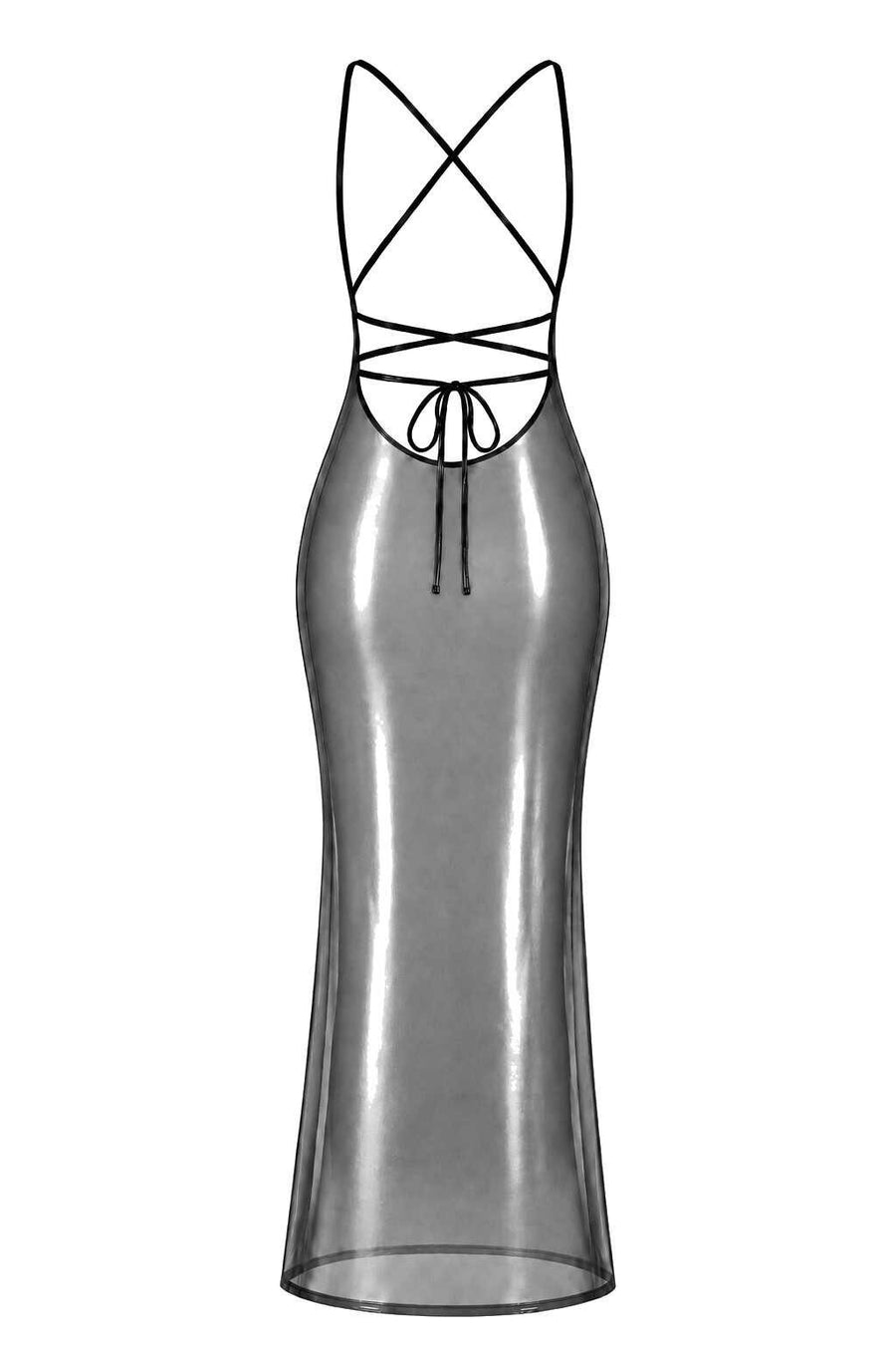 Robe longue argentée à dos nu Moondust – Noir Handmade – vue 6 | Voyage Sensuel