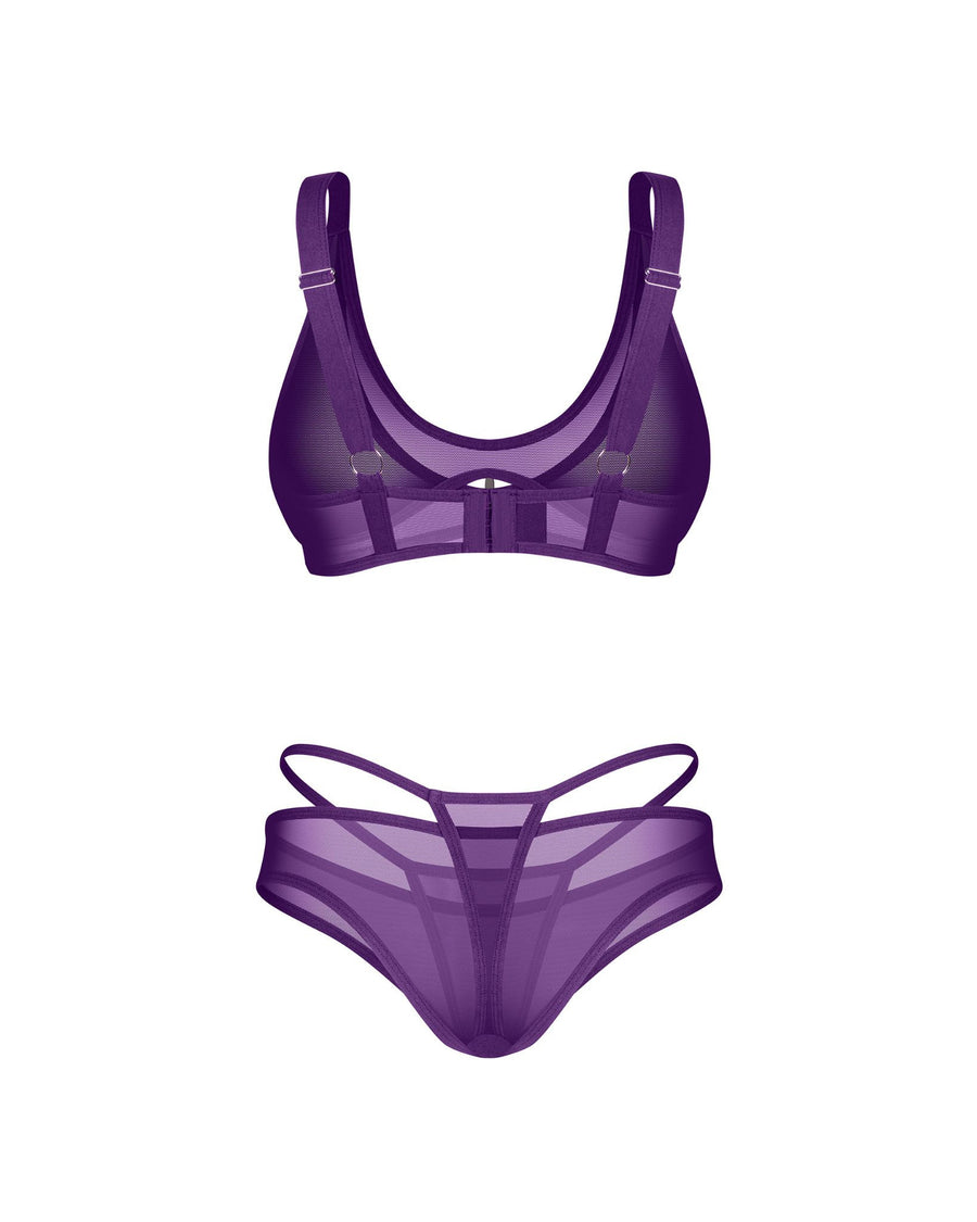 Ensemble soutien-gorge et string – Violet – Vibres – Obsessive – vue 6 | Voyage Sensuel