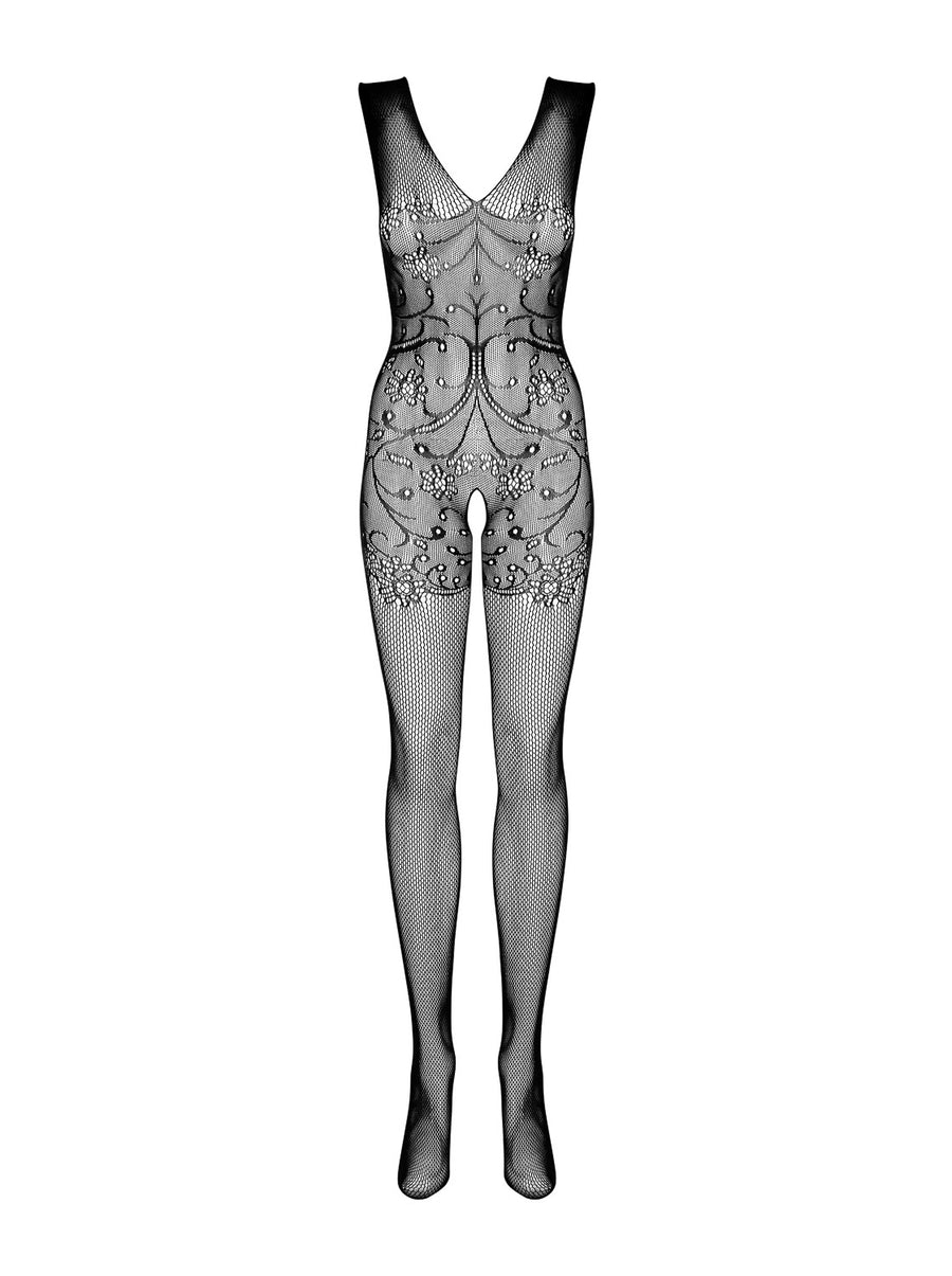 Élisa - Bodystocking résille fine transparent noir | Voyage Sensuel