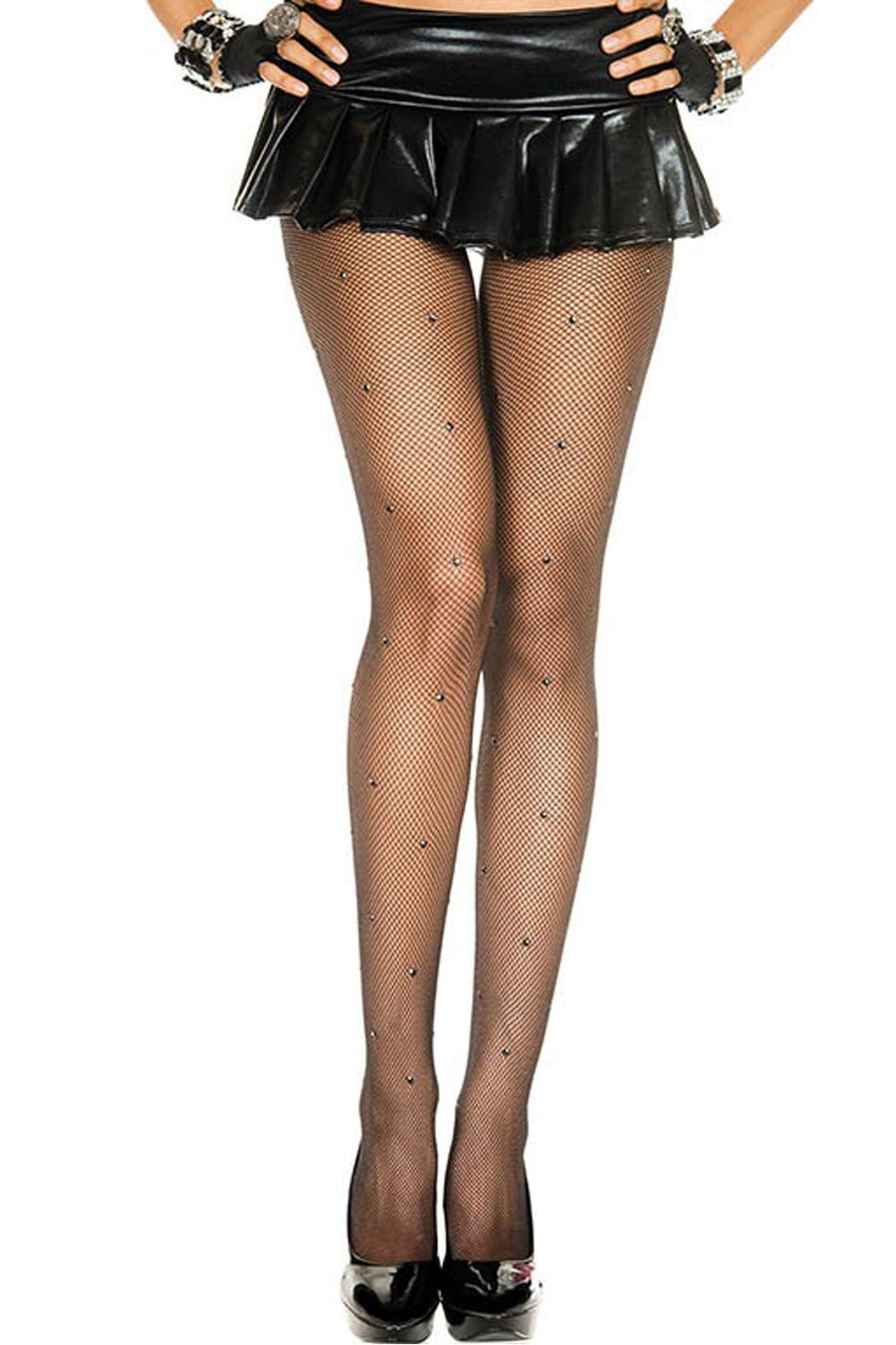 Collant noir fine résille avec strass – Music Legs | Voyage Sensuel