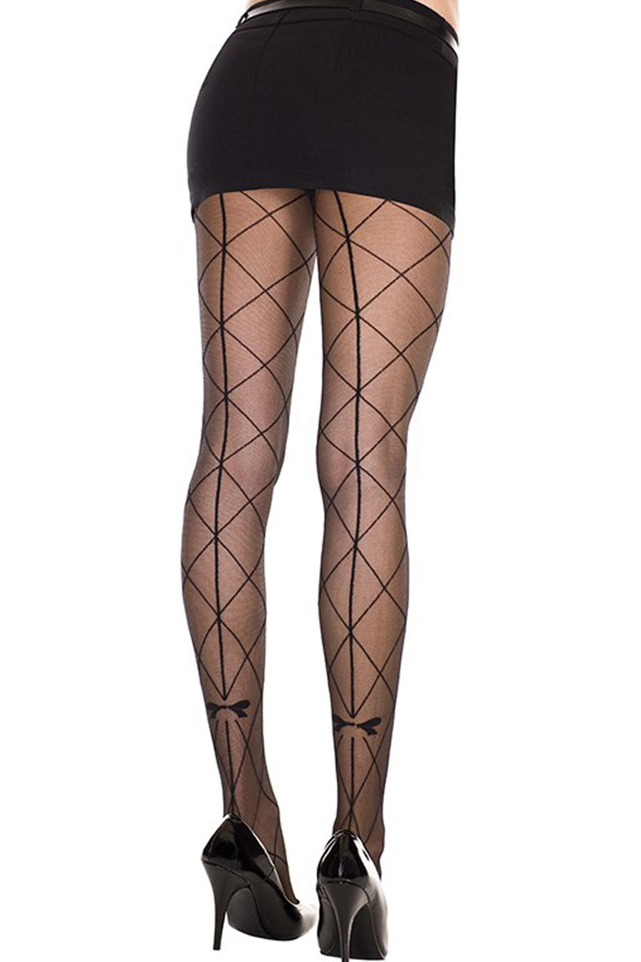 Collant fantaisie croisillons couture et noeud – Music Legs | Voyage Sensuel