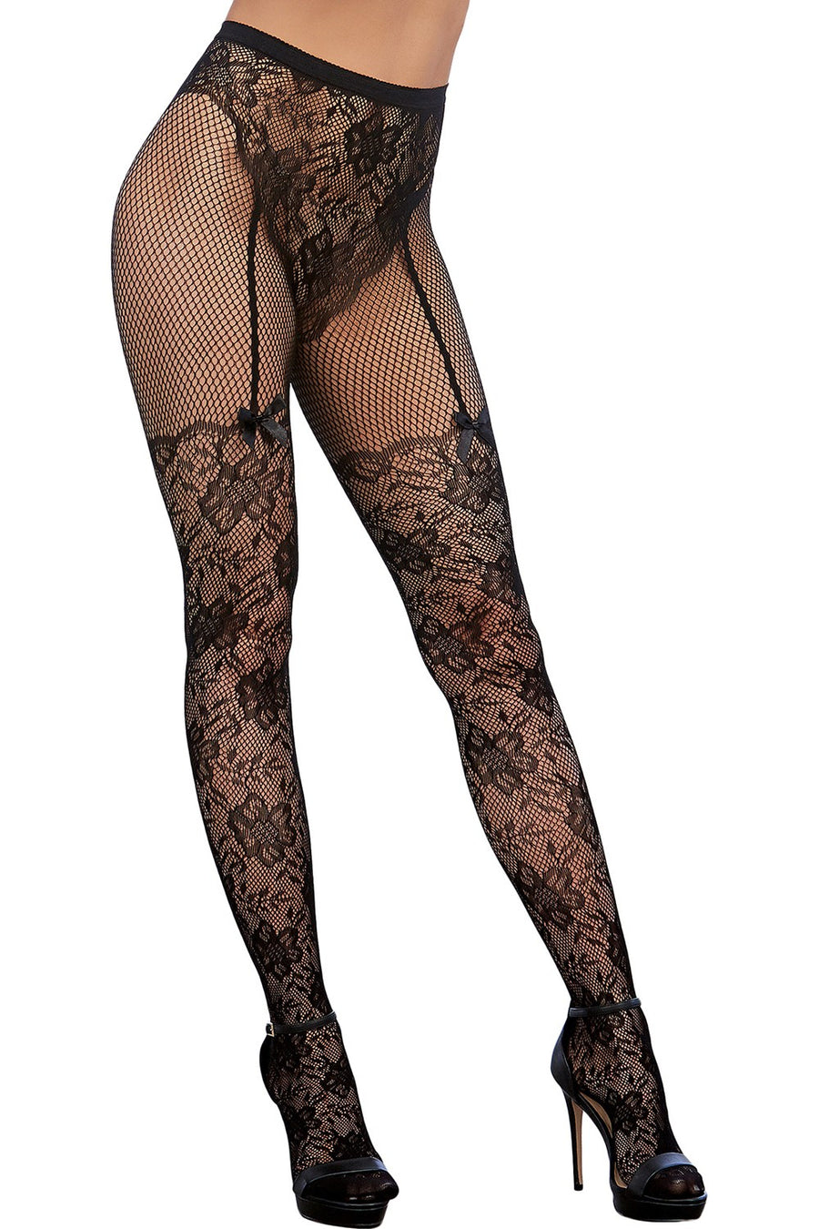 Collant en dentelle et résille dans un style culotte taille haute – Dreamgirl | Voyage Sensuel