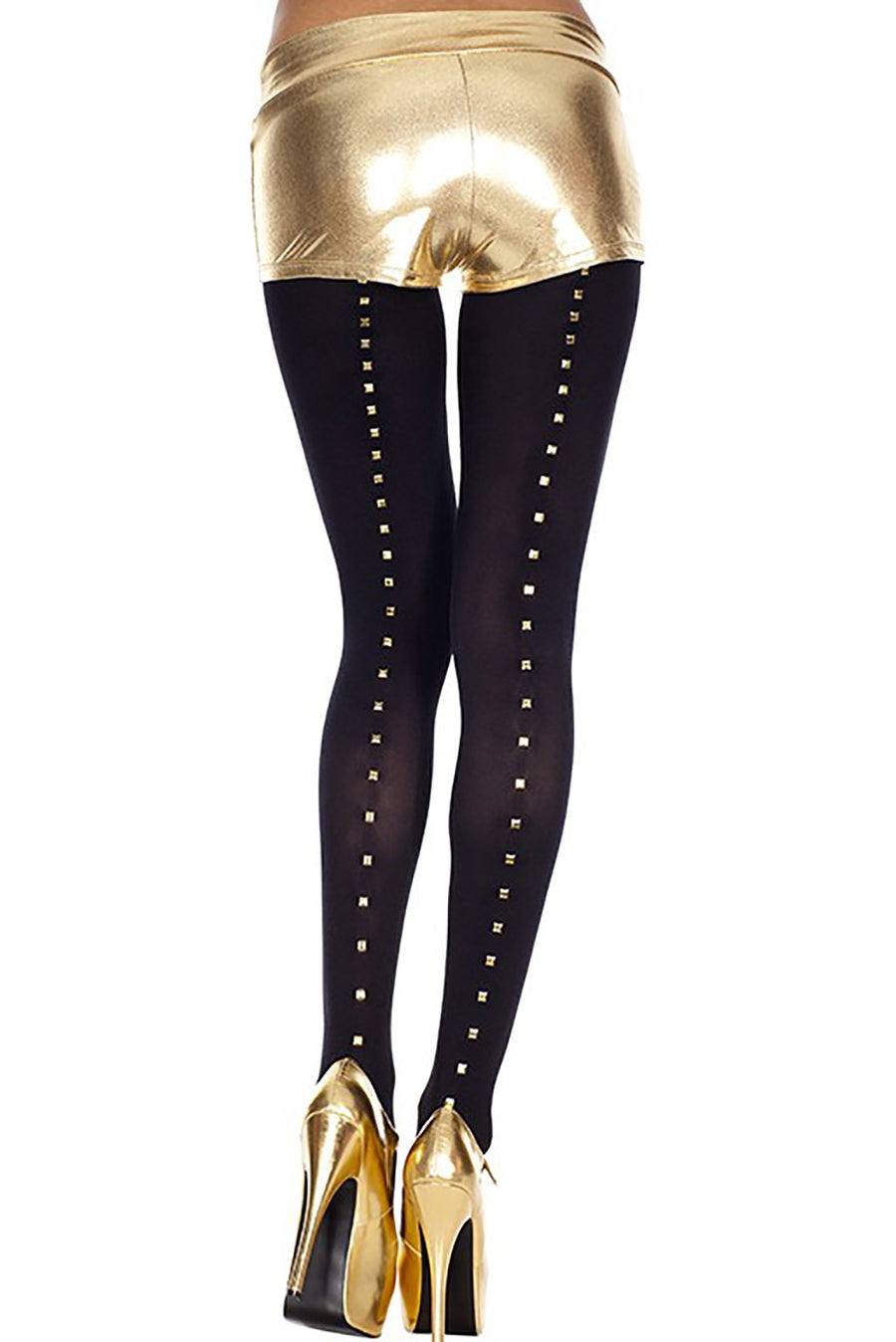 Collant noir opaque doré sur l'arrière – Music Legs | Voyage Sensuel